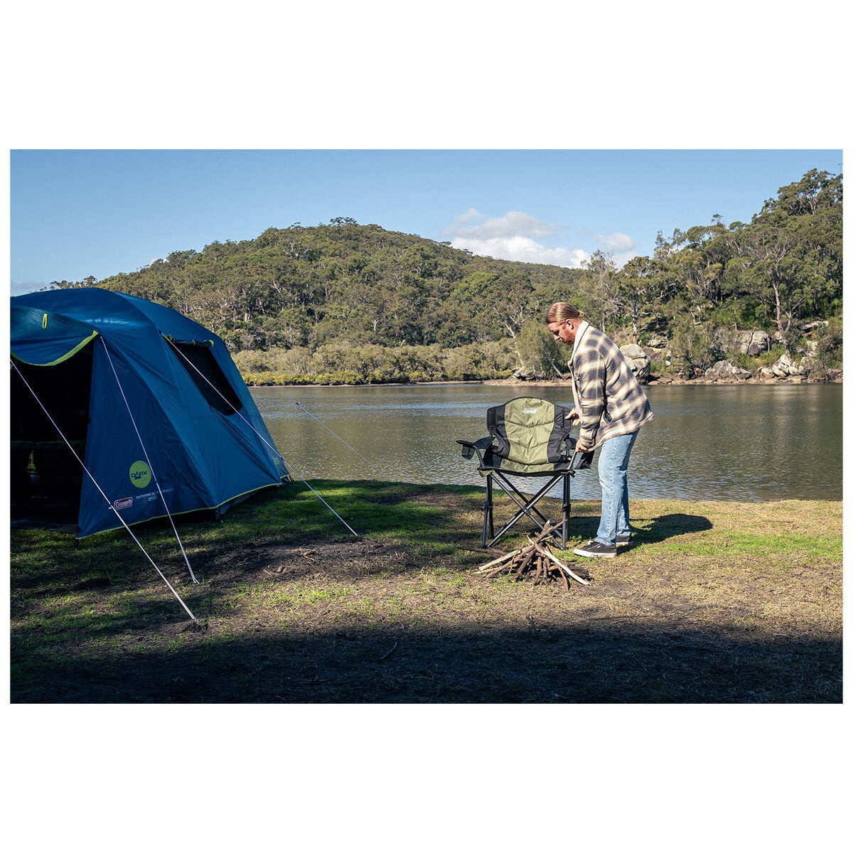 Coleman Swagger Quad Fold Chair 2199822 - Heavy Duty, 250kg Capacity, Green/Black