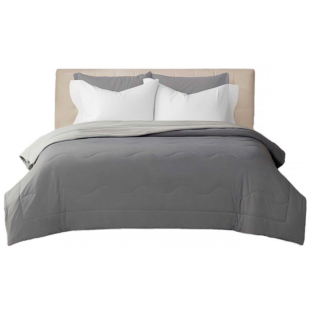 Hotel Grand EternaCool King Cooling Comforter, Grey, Lightweight, Machine Washable