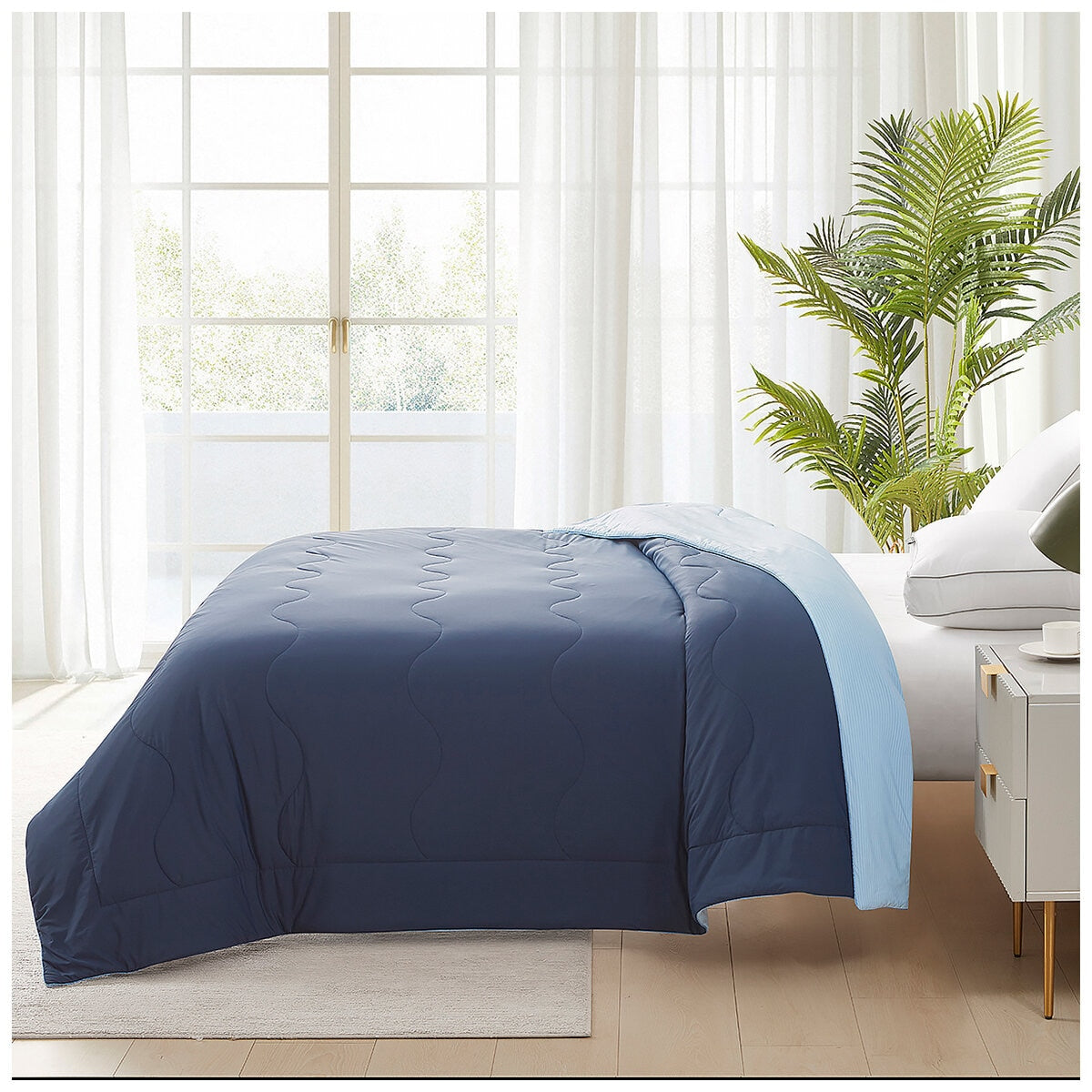 Hotel Grand EternaCool King Single Cooling Comforter, Dress Blue, Lightweight, Machine Washable