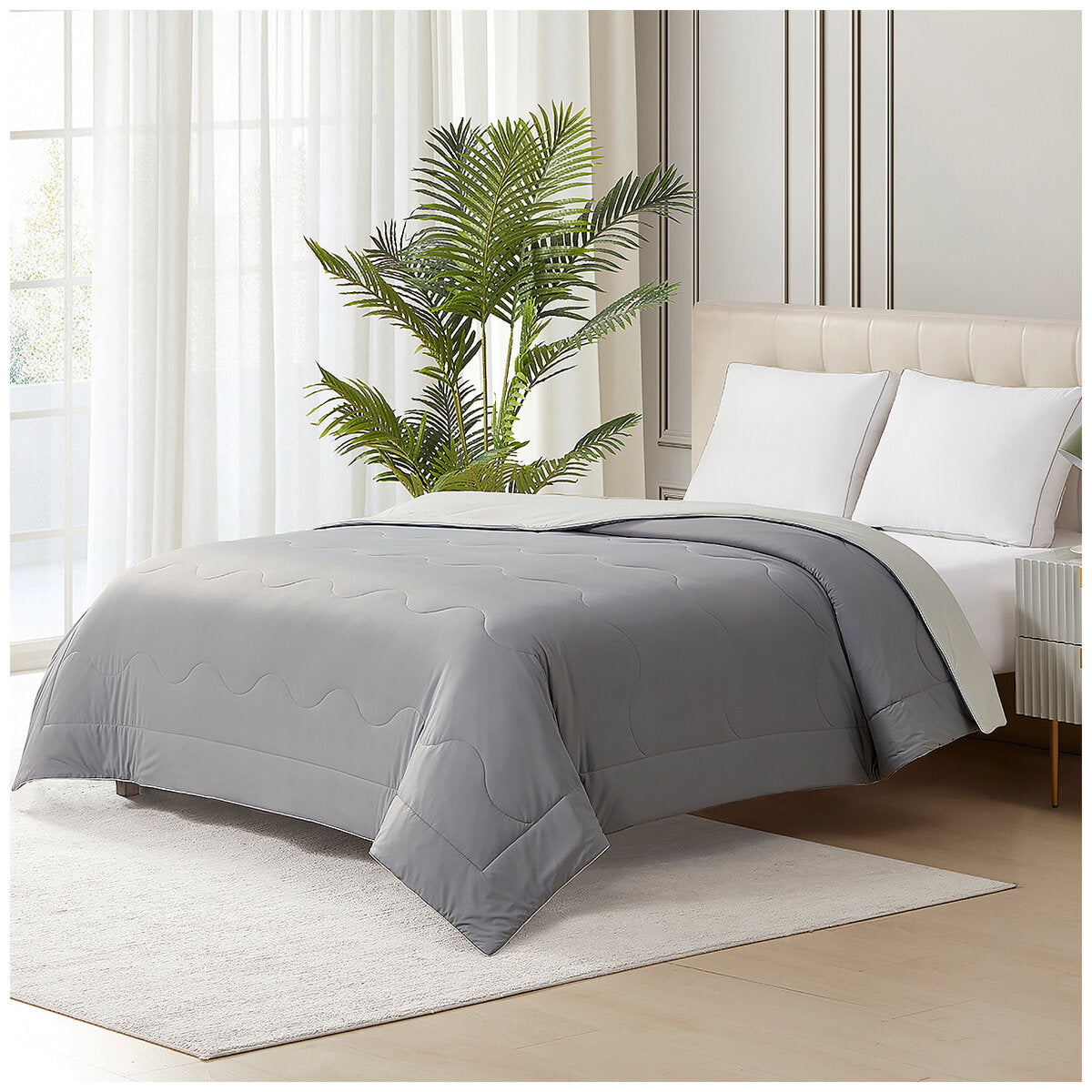 Hotel Grand EternaCool King Single Cooling Comforter, Grey, Lightweight, Machine Washable