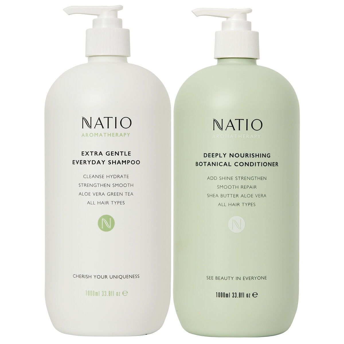 Natio Aromatherapy Shampoo & Conditioner Duo 2 x 1L - Nourishing, Aloe Vera, Shea Butter - SuperSaverAU - view 1