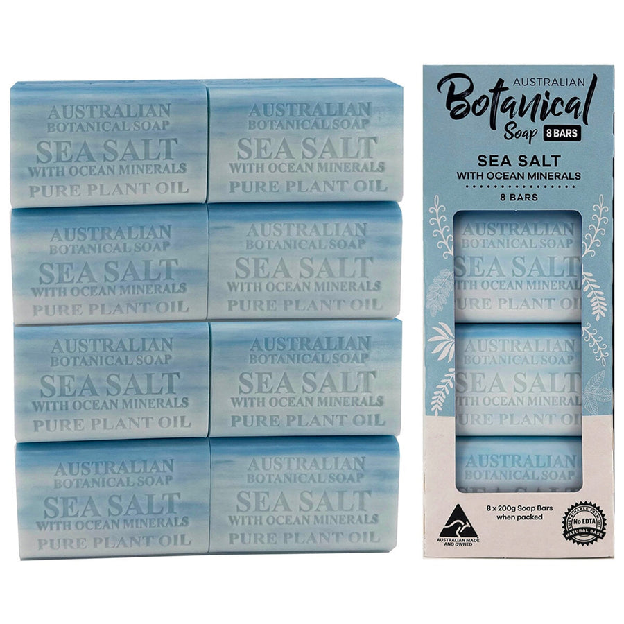 Australian Botanical Soap 8 Pack Sea Salt - Natural Ingredients, Shea Butter, Moisturizing, Long-Lasting Fragrance - SuperSaverAU - view 1
