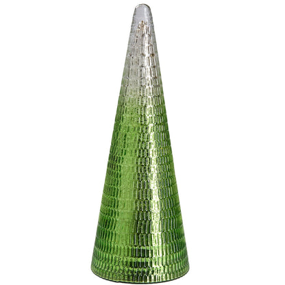 LED Glass Trees Green Set of 5 with Timer, Indoor Decor, Includes Batteries