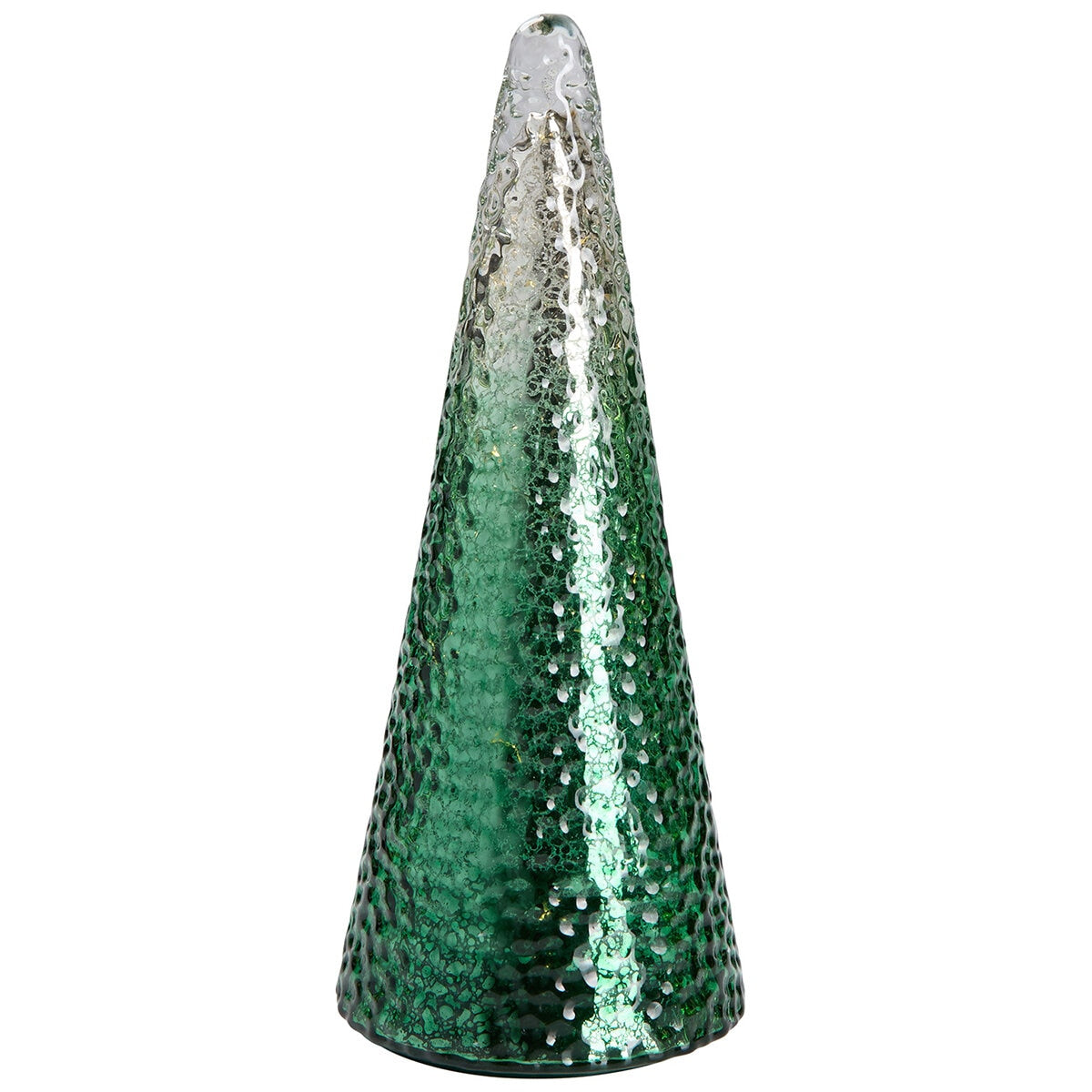 LED Glass Trees Green Set of 5 with Timer, Indoor Decor, Includes Batteries