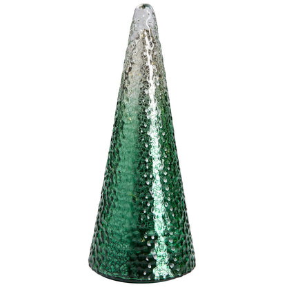 LED Glass Trees Green Set of 5 with Timer, Indoor Decor, Includes Batteries