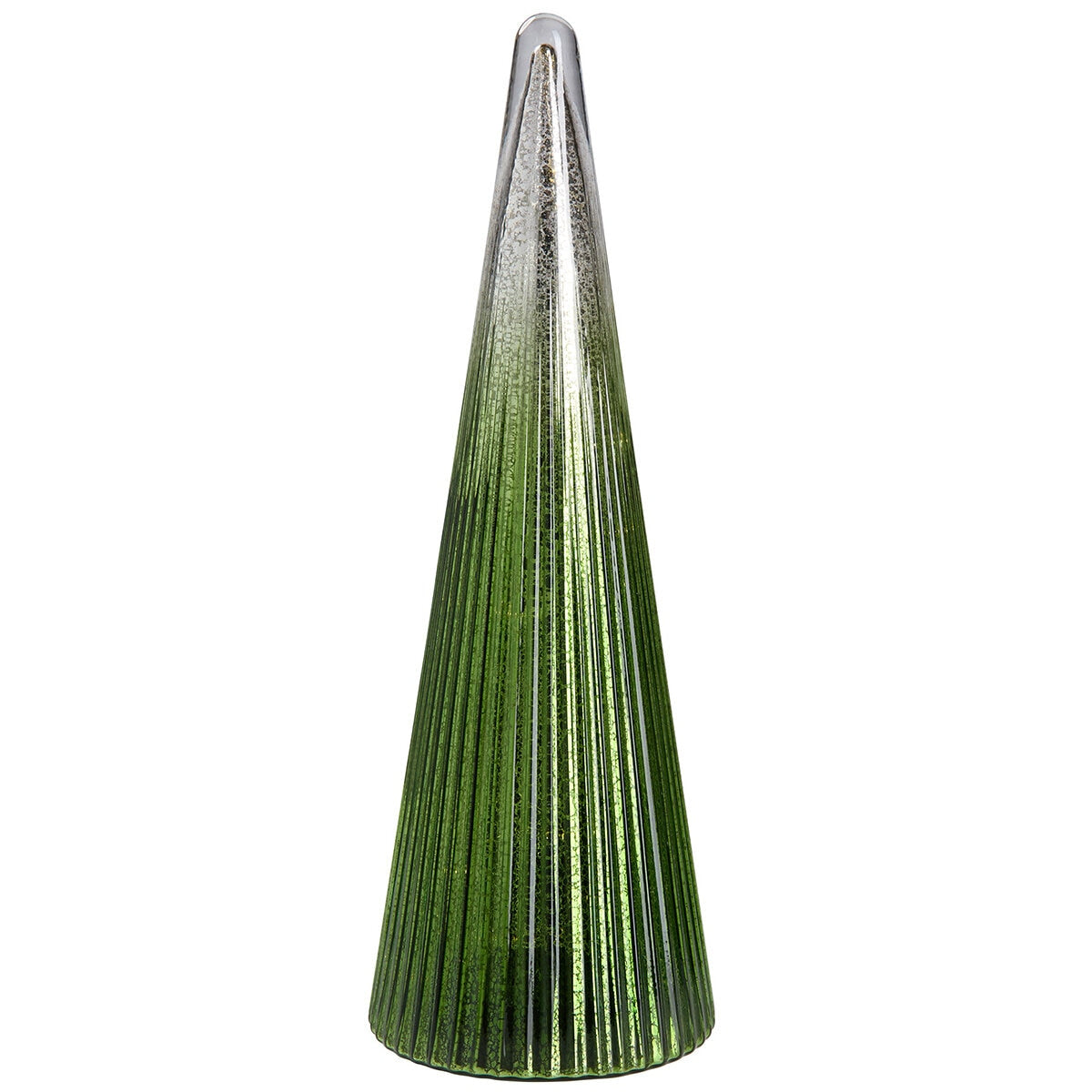 LED Glass Trees Green Set of 5 with Timer, Indoor Decor, Includes Batteries