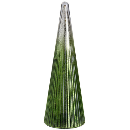 LED Glass Trees Green Set of 5 with Timer, Indoor Decor, Includes Batteries