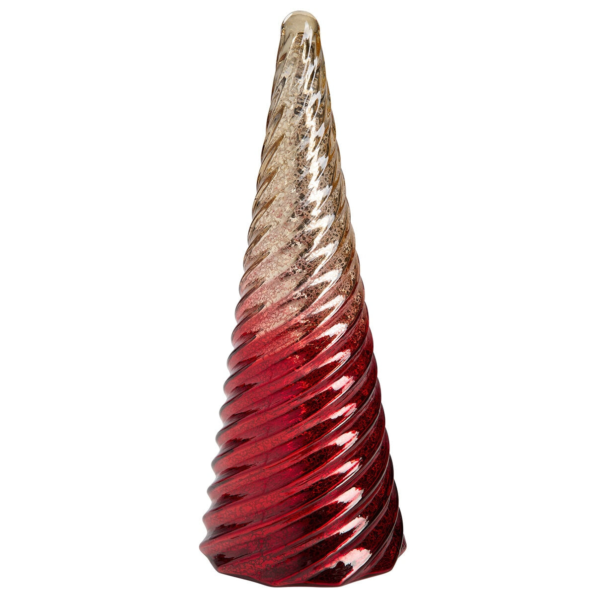 LED Glass Trees Red - Set of 5, Festive Decor, Timer Function, Includes Batteries