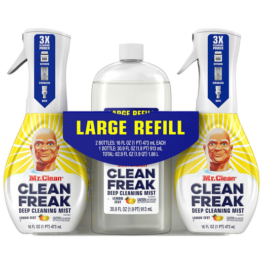 Mr. Clean Clean Freak Mist Lemon Zest 80791639, Multi-Surface Cleaner, 1.86L, 2 Sprays + Refill