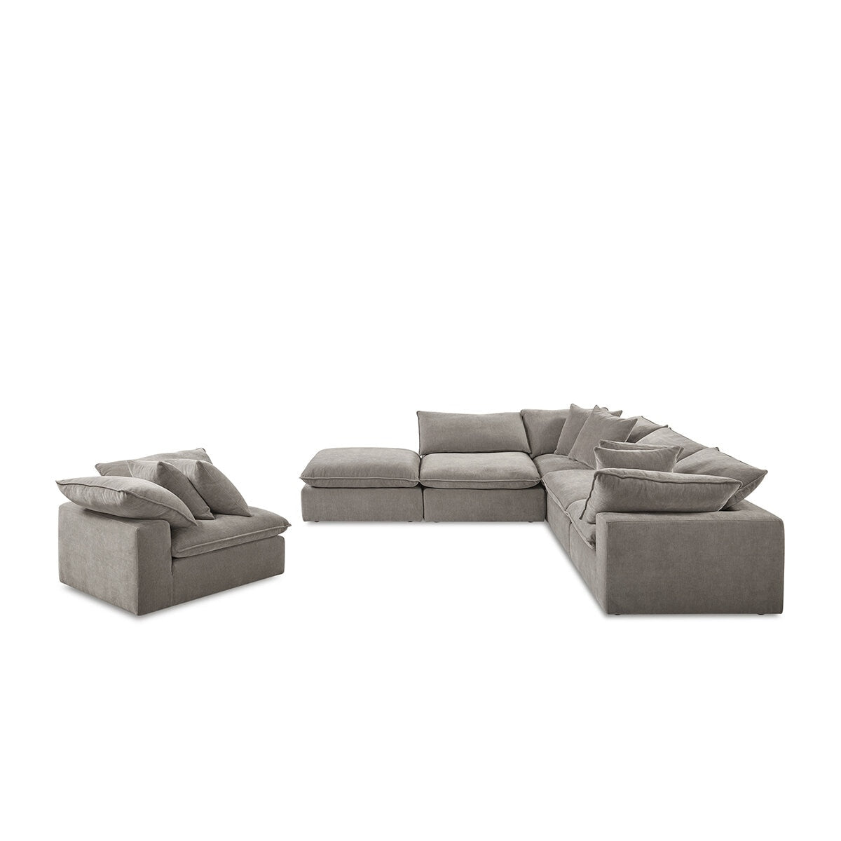 Aiden & Ivy 6 Piece Modular Sectional AI.F006C - Reversible Cushions, RDS Feather Foam