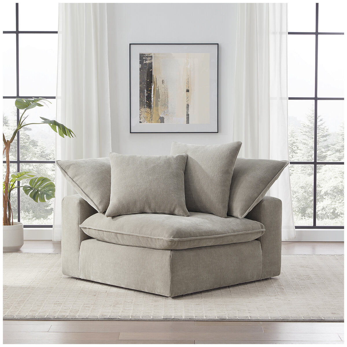 Aiden & Ivy Sereen Corner Sofa AI.F006C - Modular Sectional, 2 Pillows, Polyester Fabric