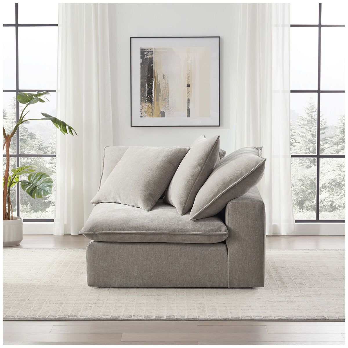 Aiden & Ivy Sereen Corner Sofa AI.F006C - Modular Sectional, 2 Pillows, Polyester Fabric