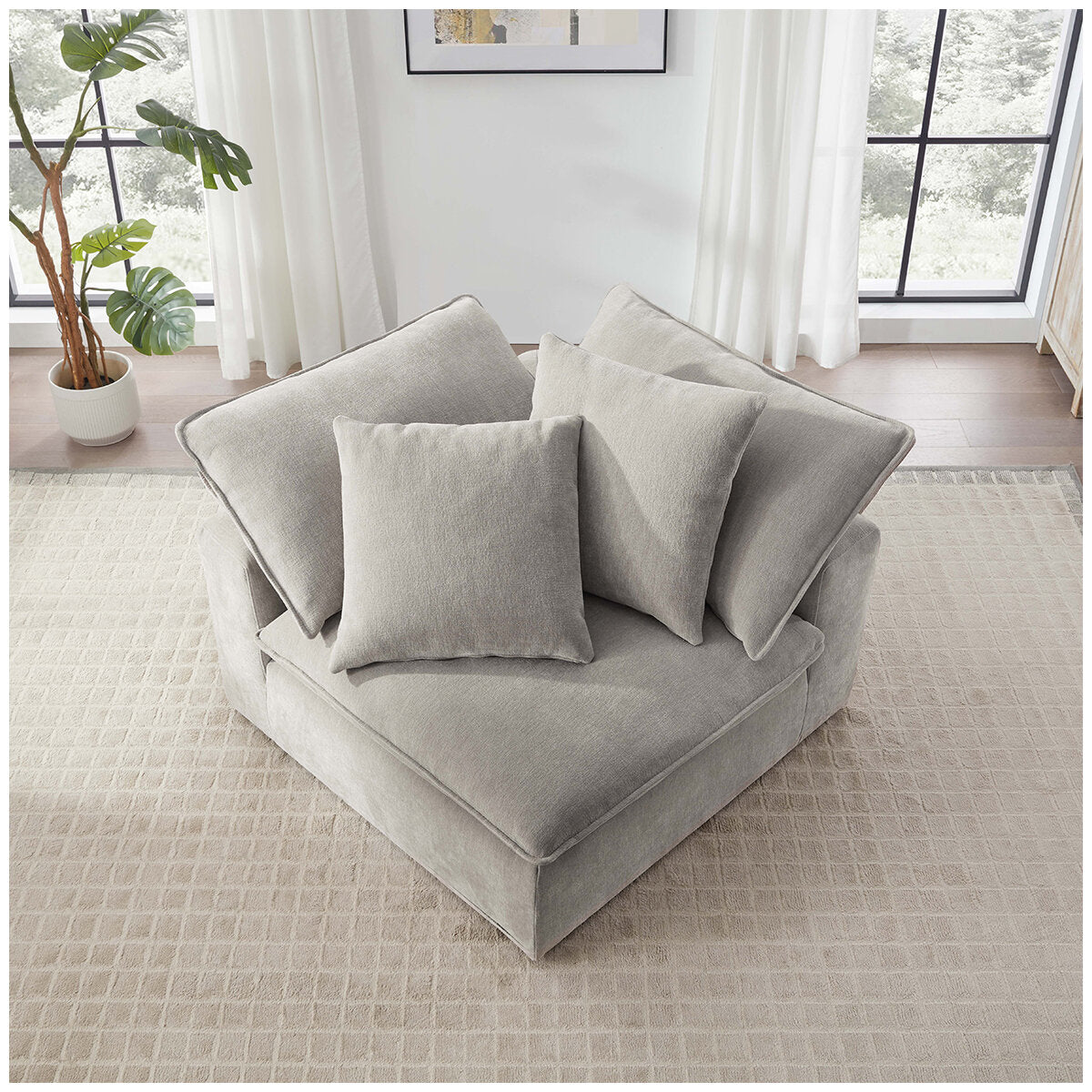 Aiden & Ivy Sereen Corner Sofa AI.F006C - Modular Sectional, 2 Pillows, Polyester Fabric