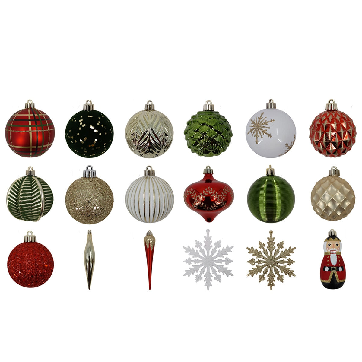 CGH 80 Piece Holiday Ornament Assortment Red and Green Shatterproof Decor