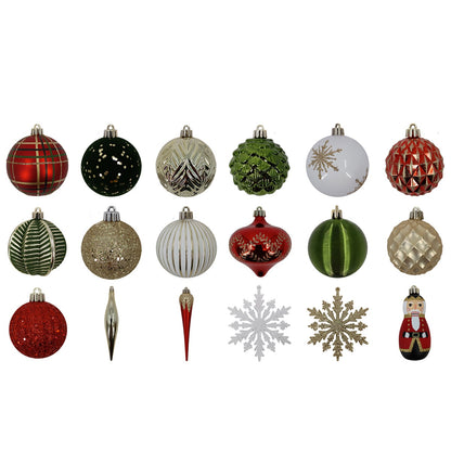 CGH 80 Piece Holiday Ornament Assortment Red and Green Shatterproof Decor