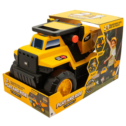 CAT Play and Ride Dump Truck 83404 - 2-in-1 Toy & Ride-On, Light & Sound, Ages 18m-6y