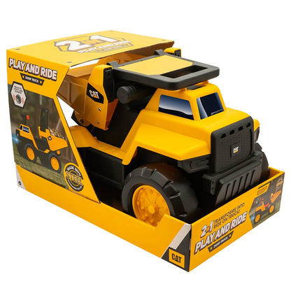 CAT Play and Ride Dump Truck 83404 - 2-in-1 Toy & Ride-On, Light & Sound, Ages 18m-6y
