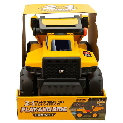 CAT Play and Ride Dump Truck 83404 - 2-in-1 Toy & Ride-On, Light & Sound, Ages 18m-6y
