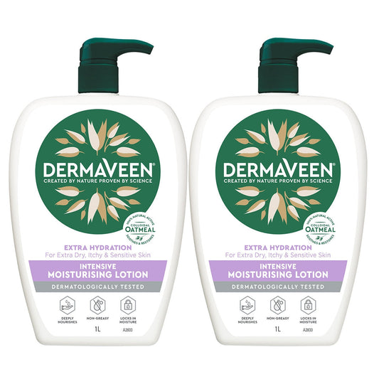 DermaVeen Extra Hydration Lotion 2x1L - Model 104674, Colloidal Oatmeal, Sensitive Skin