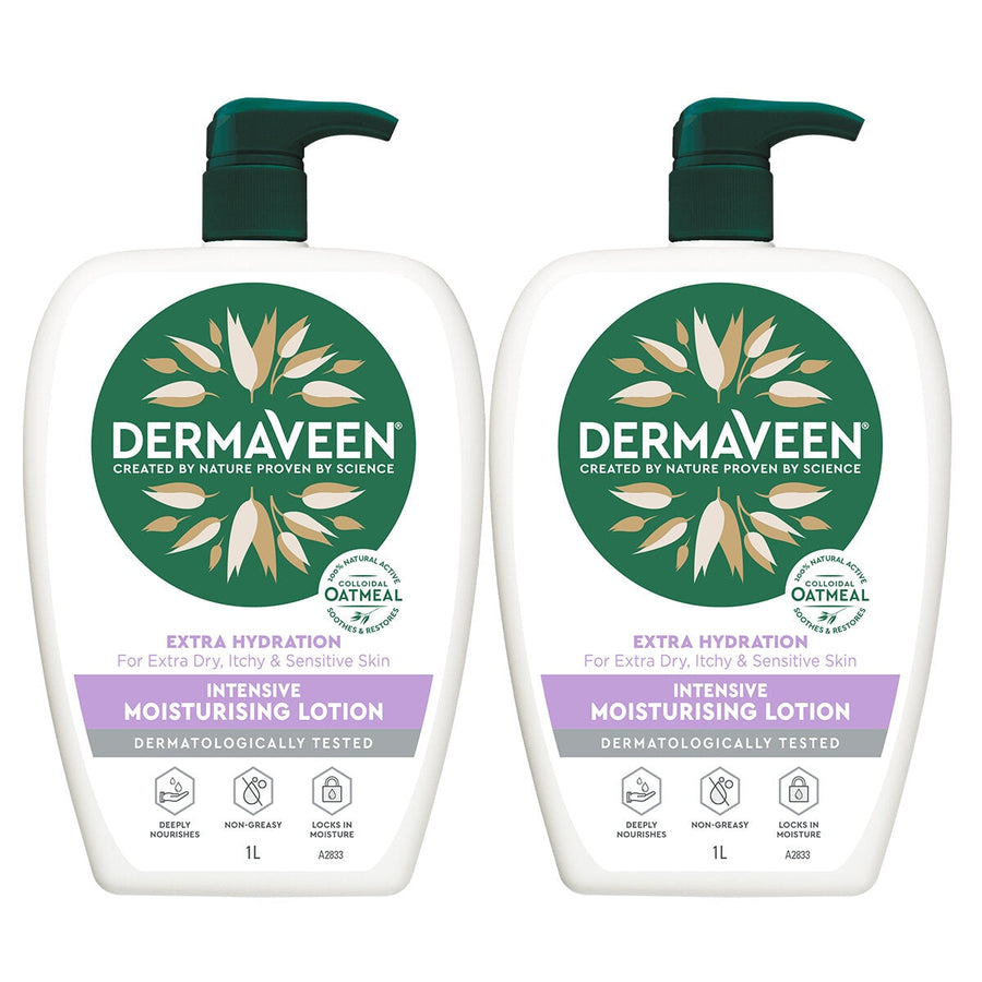DermaVeen Extra Hydration Lotion 2x1L - Model 104674, Colloidal Oatmeal, Sensitive Skin - SuperSaverAU - view 1