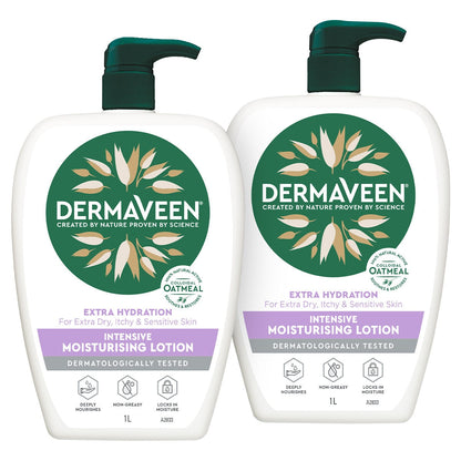 DermaVeen Extra Hydration Lotion 2x1L - Model 104674, Colloidal Oatmeal, Sensitive Skin