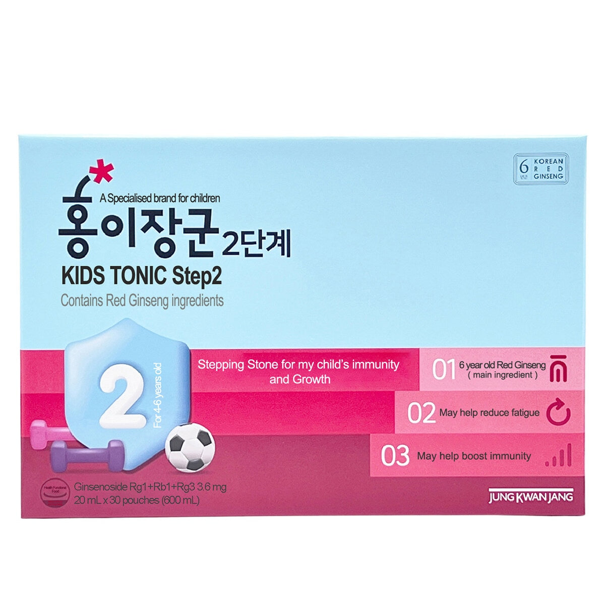 Jung Kwan Jang Kids Tonic Step 2, Red Ginseng, 30x20ml, Model 20005600A0, Ages 5-7