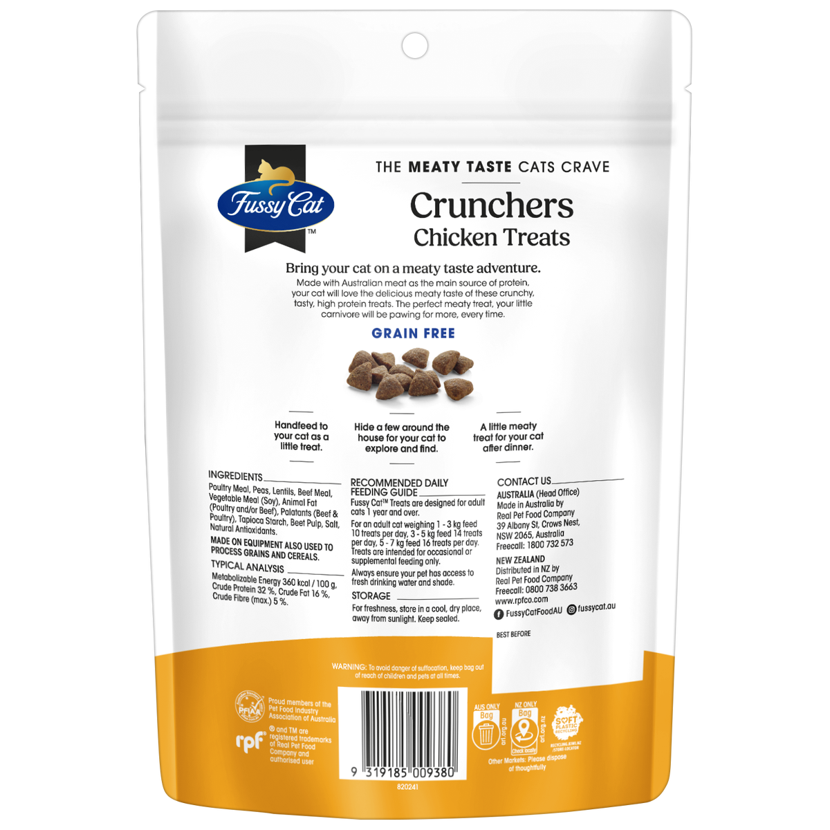 Fussy Cat 400g Chicken Crunchers Cat Treats - Grain-Free - High Protein - SuperSaverAU - view 2