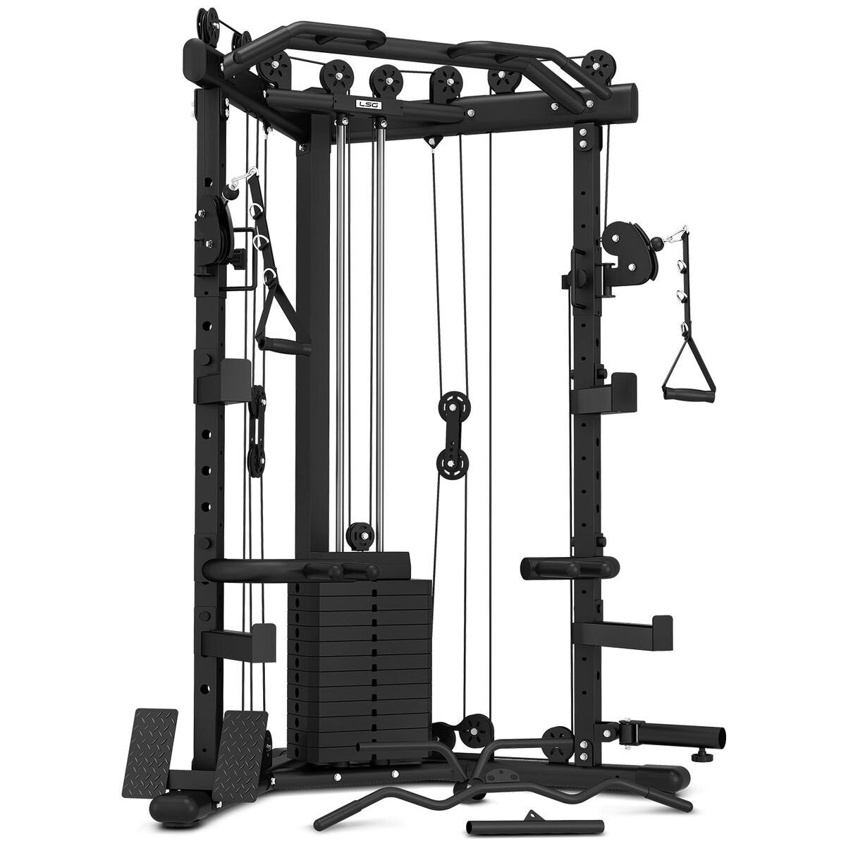 LSG Fitness Space Saving Multi Function Rack - 73kg Weight Stack Cable Crossover - LGGS-GRK110