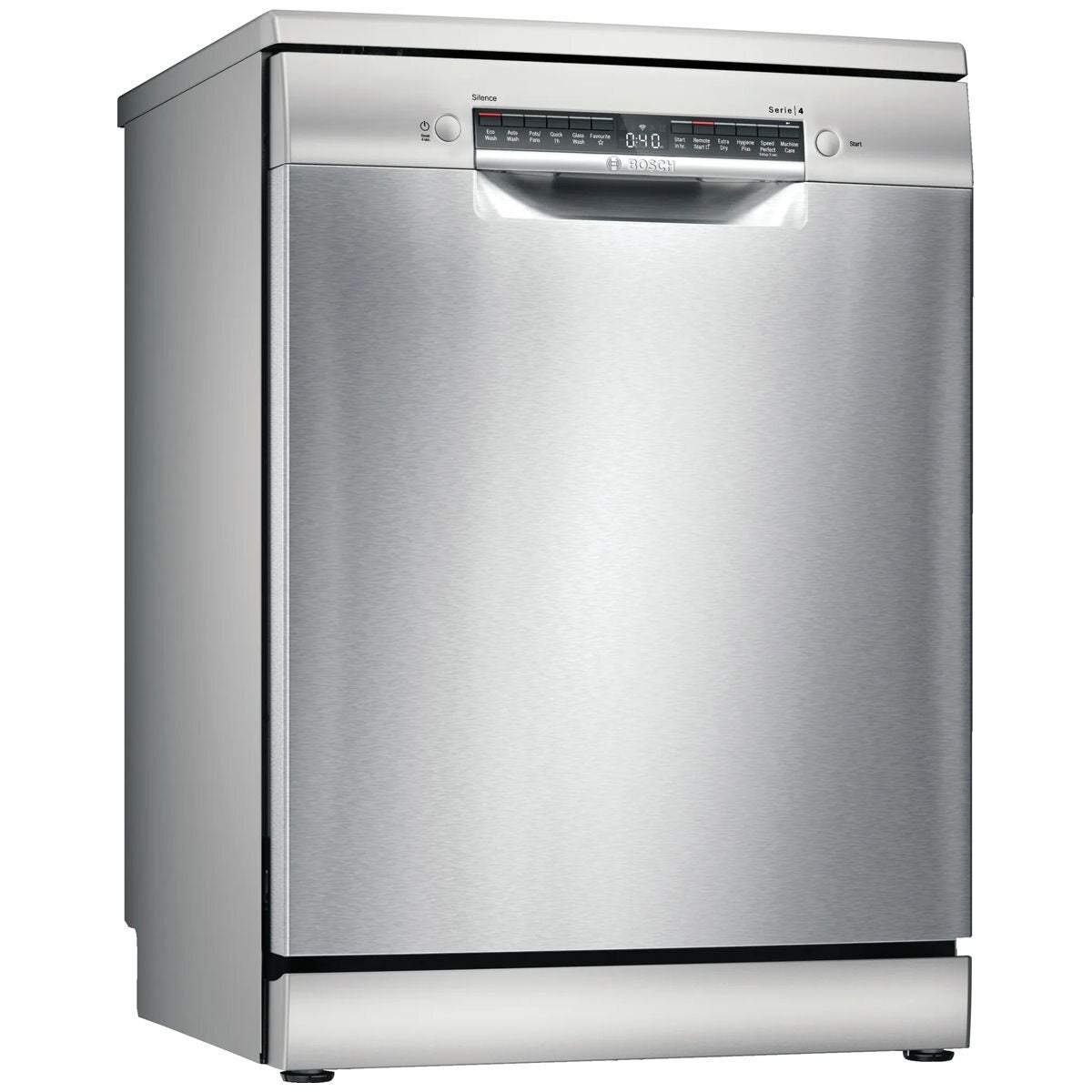 Bosch Series 4 60cm Freestanding Dishwasher - 14 Place Settings, Stainless Steel, Home Connect - SMS4HTI01A