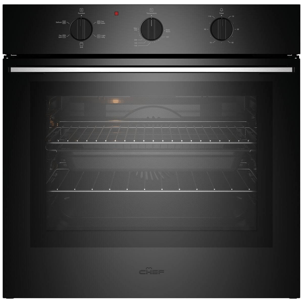 Chef 60cm electric oven 80L - matte black, triple-glazed door, 10A plug-in - CVE6312DC