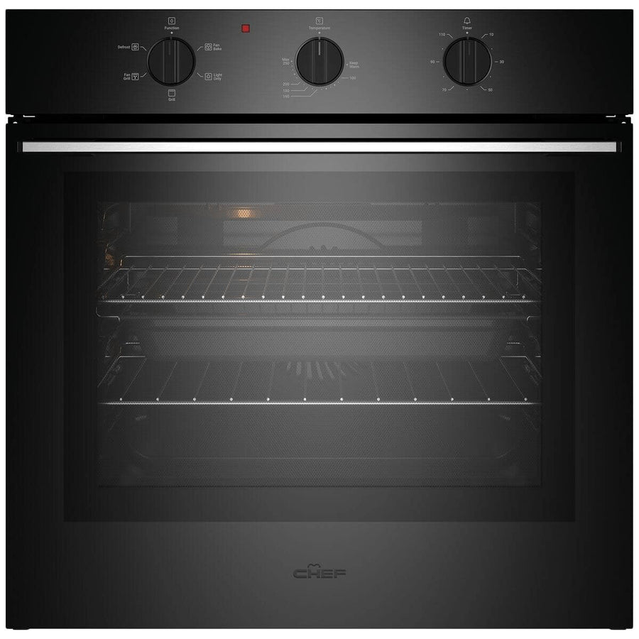 Chef 60cm electric oven 80L - matte black, triple-glazed door, 10A plug-in - CVE6312DC
