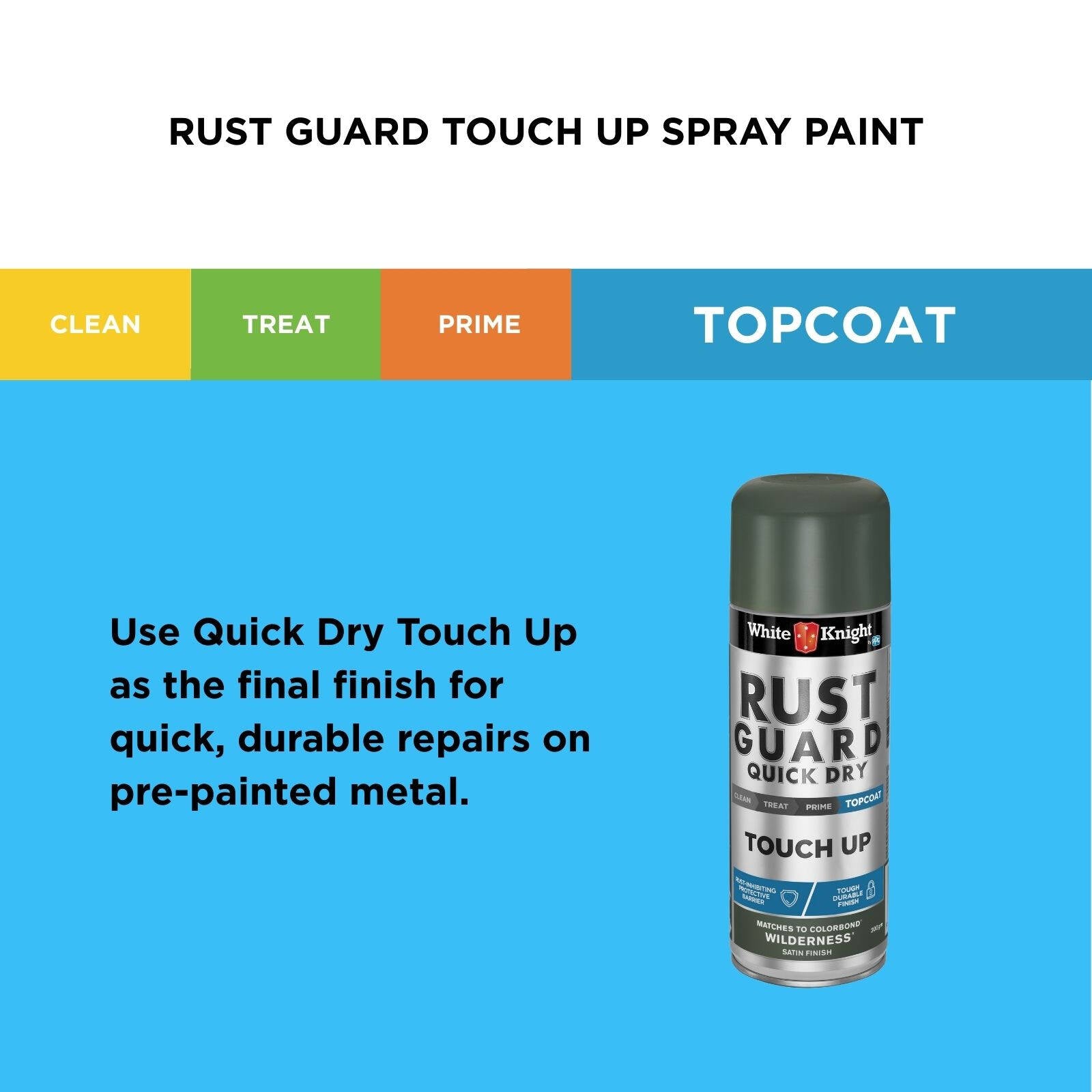 White Knight Rust Guard Touch Up Spray Paint 300g Wilderness Satin