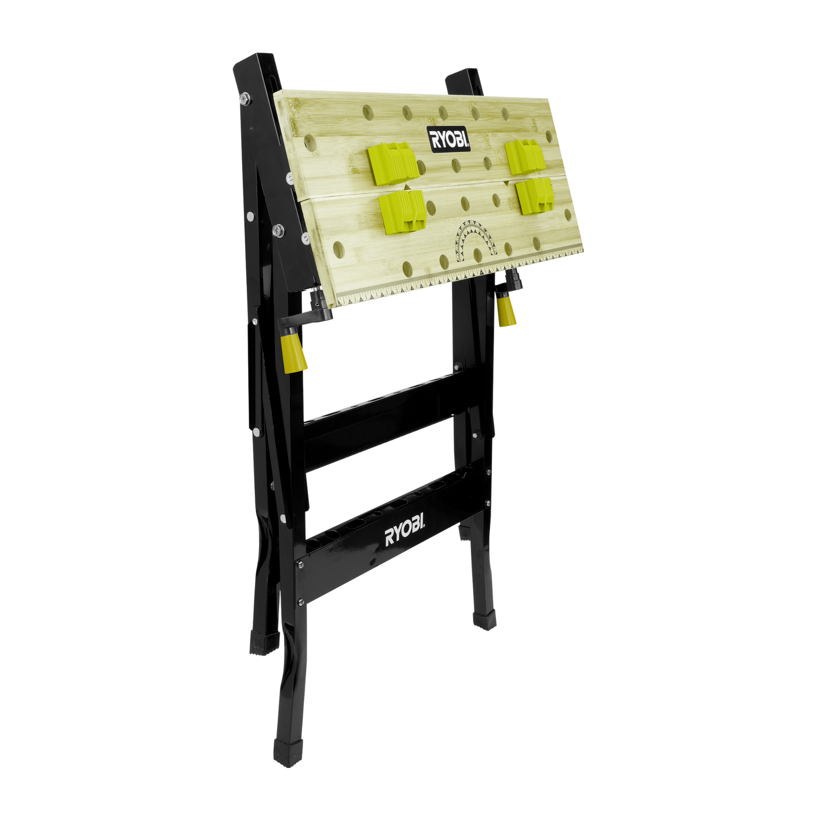 Ryobi RWB001 Foldable Workbench with Adjustable Angle, Bamboo Work Surface, Portable
