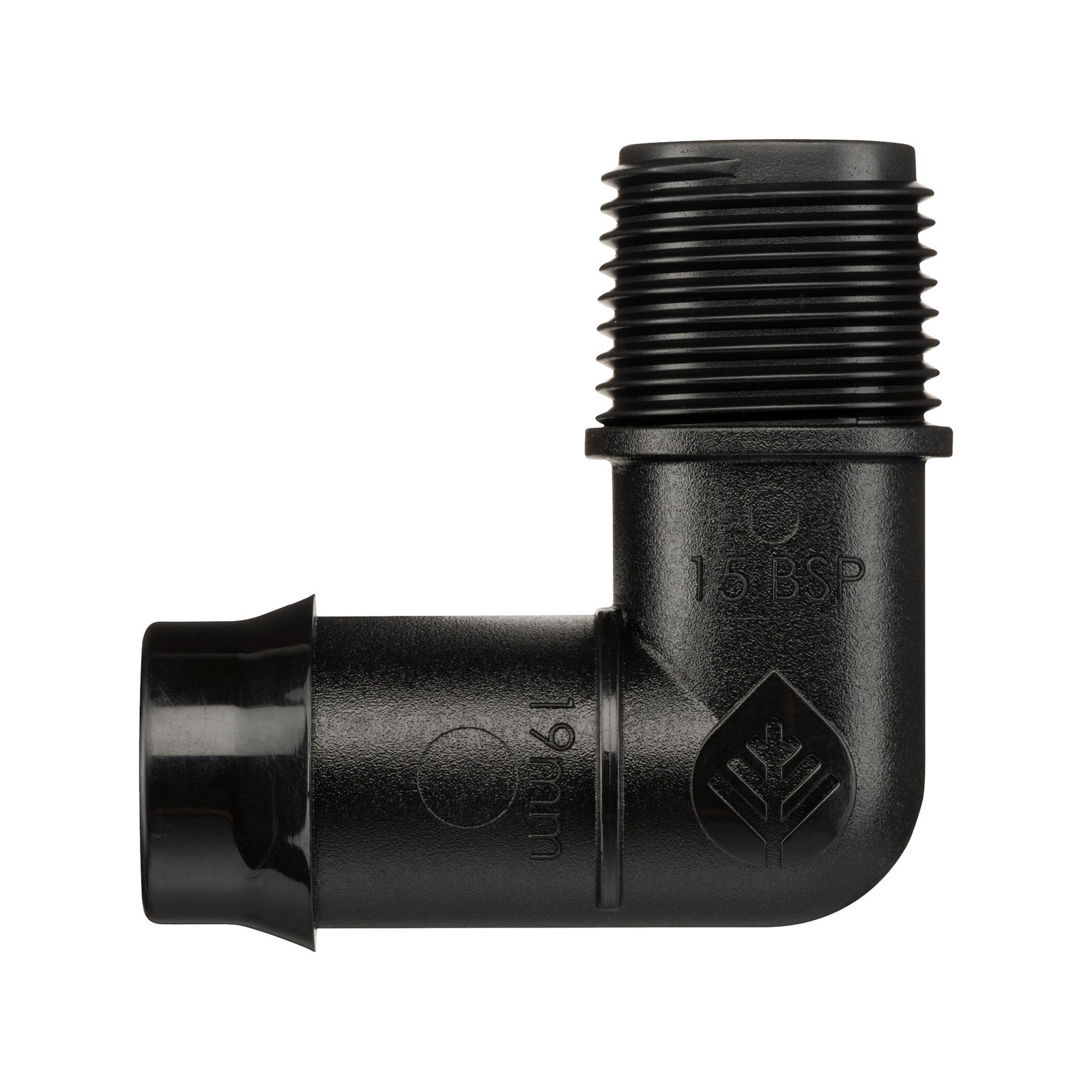 Pope 19mm Barbed x 15mm BSP Male Threaded Elbow 5 Pack - Black Poly, 1000kPa