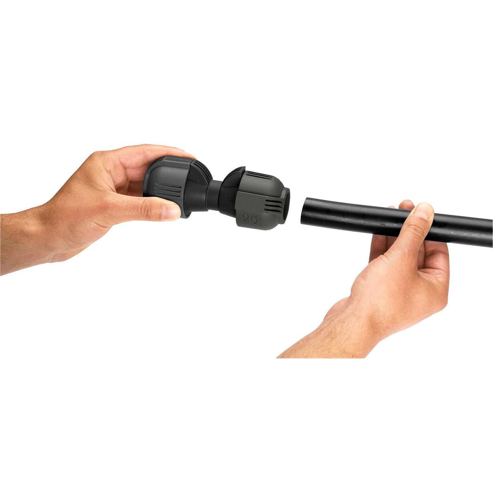 GARDENA 25mm Pipeline Connector in Black/Dark Grey High-Impact Plastic