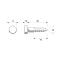 Zenith Hex Head Coach Screws M12 x 50mm Hot Dip Galvanised 12 Pack - SuperSaverAU - view 4