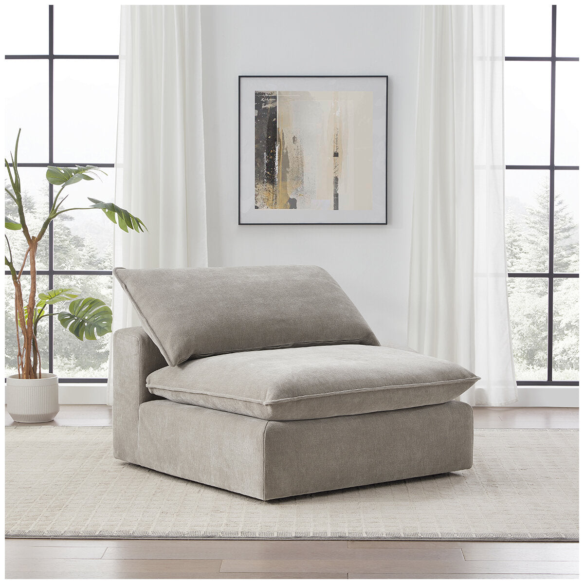 Aiden & Ivy Armless Chair AI.F006C - Modular, Durable Fabric, 136kg Capacity