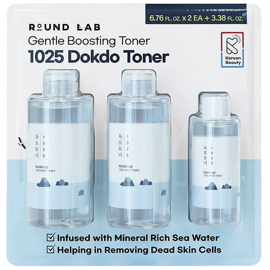 Round Lab 1025 Dokdo Toner Set 500ml - Exfoliating & Hydrating, Model 8809962540904