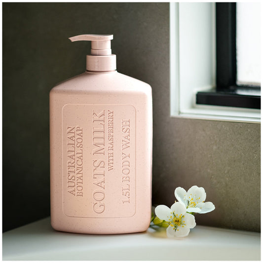 Australian Botanical Body Wash 1.5L - Goats Milk & Raspberry, Luxurious Cleanse, Australian Made
