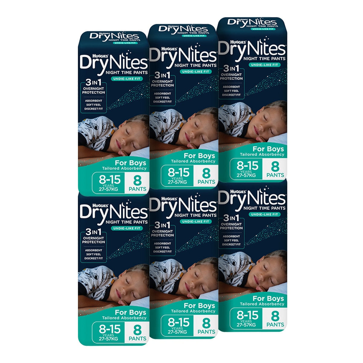 Huggies DryNites Boys Night Pants 8-15 Years 48 Pack - Rapid Absorbency, Model 21507 - SuperSaverAU - view 1