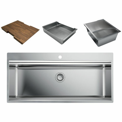 Artinox Layer 104 Workstation Sink - 1080mm Wide, Stainless Steel, Single Bowl, Top Mount - LACCBRP104