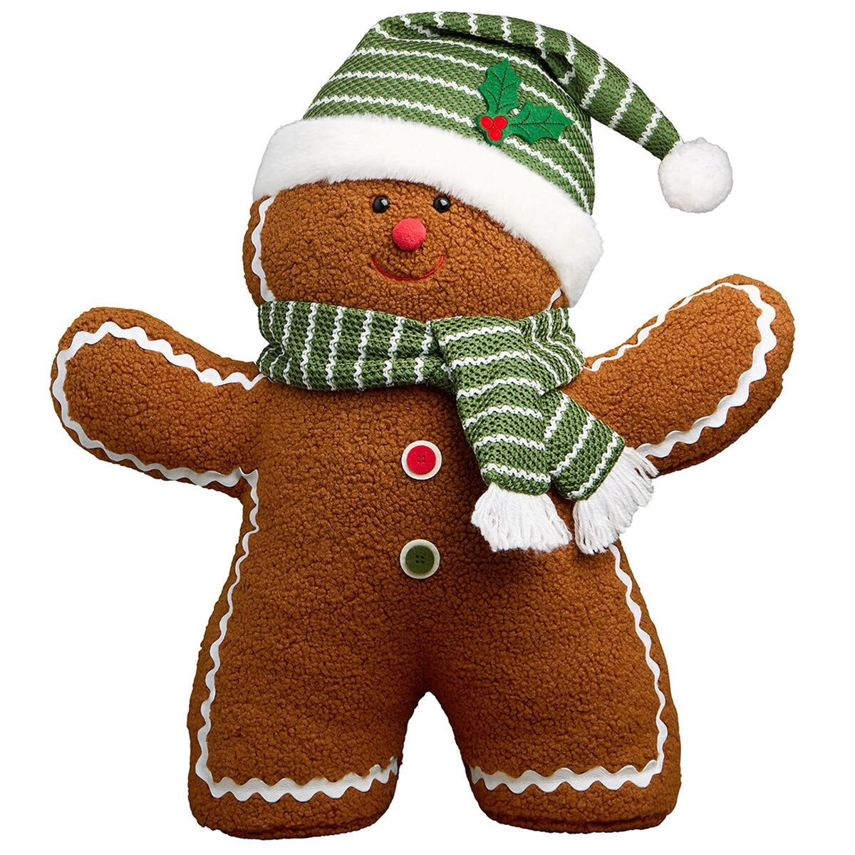 Mullally Gingerbread Man Plush 56cm Green - Festive Holiday Decor, Weighted Base