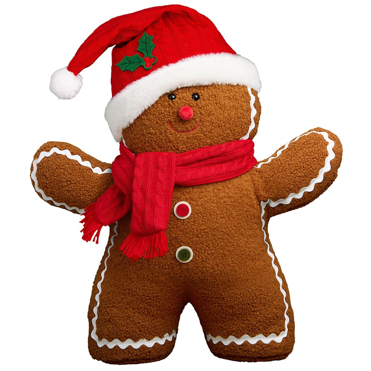 Mullally Gingerbread Man Plush 56cm Red - Festive Holiday Decor, Weighted Base