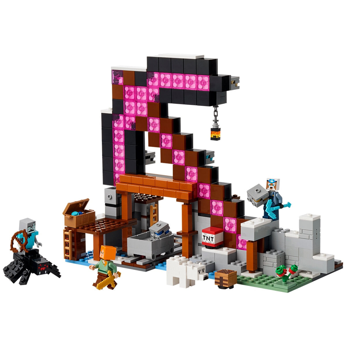 LEGO Minecraft The Pickaxe Mine 21277 Set with Minifigures & Minecart, 530 Pieces, Ages 8+
