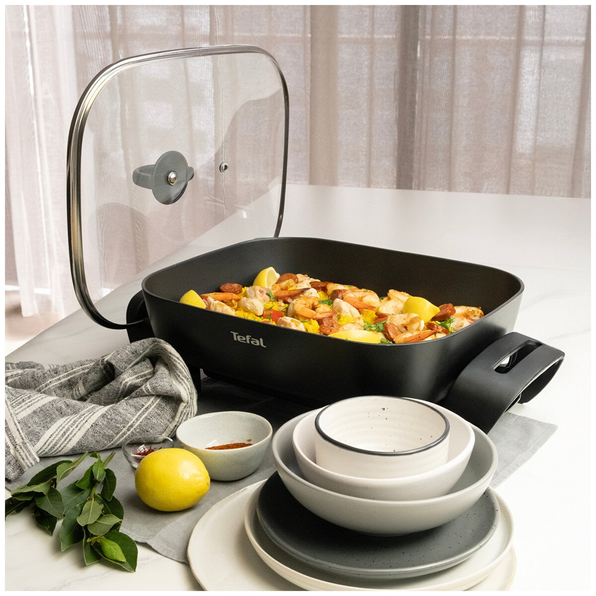 Tefal Easy Square Electric Frypan KC6018, 7L Capacity, Non-Stick, Adjustable Temp