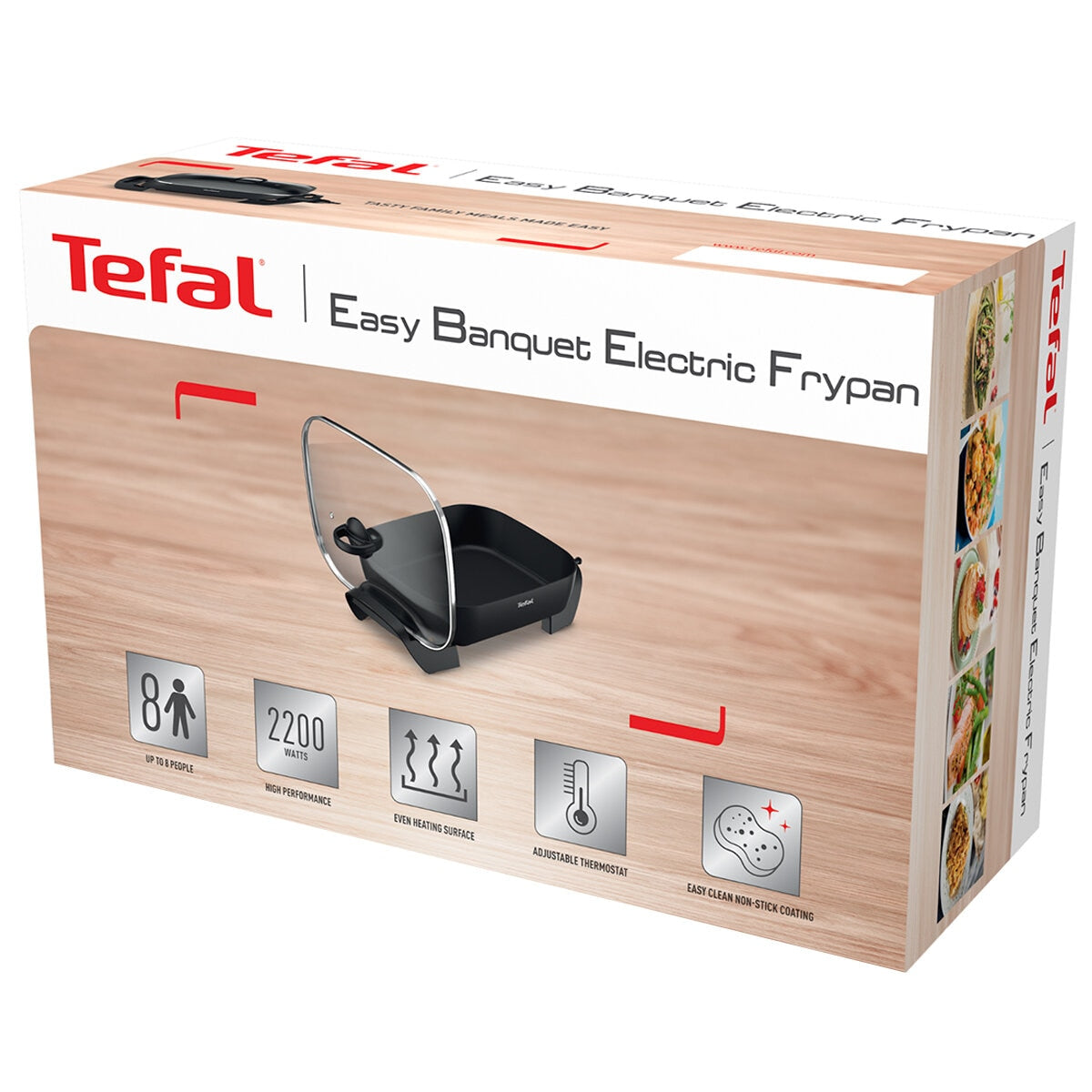 Tefal Easy Square Electric Frypan KC6018, 7L Capacity, Non-Stick, Adjustable Temp