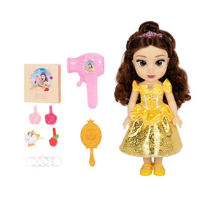 Disney Princess Doll & Hair Play Set - Belle, Ariel, Rapunzel, Elsa, Jasmine, Moana