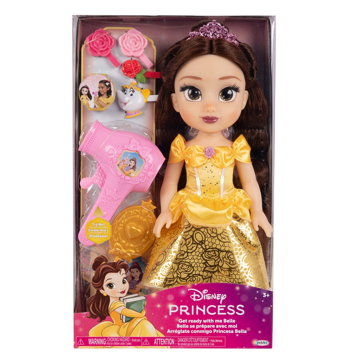 Disney Princess Doll & Hair Play Set - Belle, Ariel, Rapunzel, Elsa, Jasmine, Moana