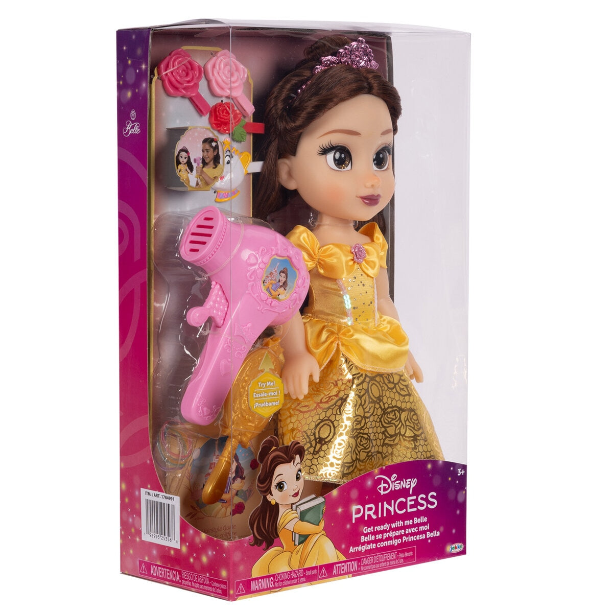 Disney Princess Doll & Hair Play Set - Belle, Ariel, Rapunzel, Elsa, Jasmine, Moana