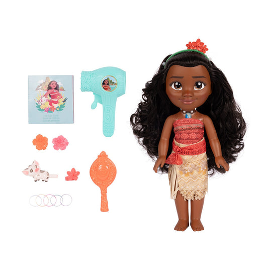Disney Princess Doll & Hair Play Set - Moana, Ariel, Belle, Rapunzel, Elsa, Jasmine